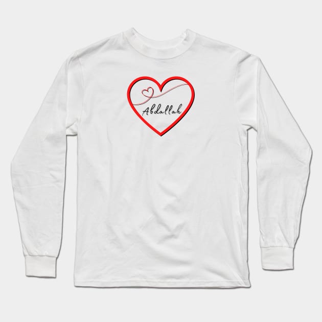 ABDALLAH  Name in Heart Long Sleeve T-Shirt by EmoteYourself